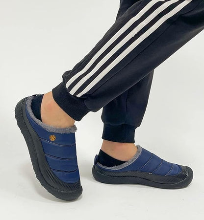 Womens Mens House Slippers Slip on Snow Winter Warm Fully Fur Lined Slippers Indoor Outdoor Shoes