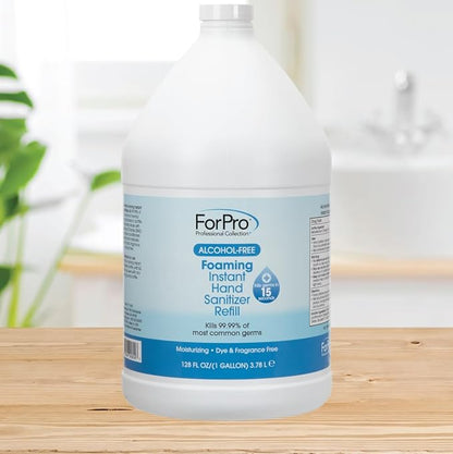 ForPro Professional Collection Alcohol-Free Foaming Instant Hand Sanitizer, Moisturizing, Dye and Fragrance Free Sanitizer, 1 Gallon Refill