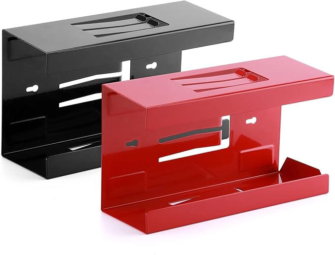 AIRTOON 2PCS Magnetic Glove Dispenser, Disposable Gloves Box Holder, Glove Holder for Wall Mount, Magnetic Glove Box Holder, Red and Black