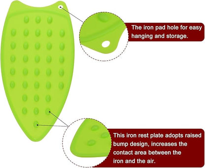 HARFINGTON 2pcs Silicone Iron Rest Pad, Multipurpose Iron Hot Resistant Mat Iron Rest Plate for Ironing Board Hot Heat Resistant Steam Compact Mat, Green