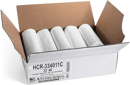 Aluf Plastics High Density Trash Bags, 33 Gallon, 500 Count, 11 Micron (eq), 33" x 40", Clear, for Bathroom, Office, Industrial, Commercial, Janitorial, Municipal, Recycling
