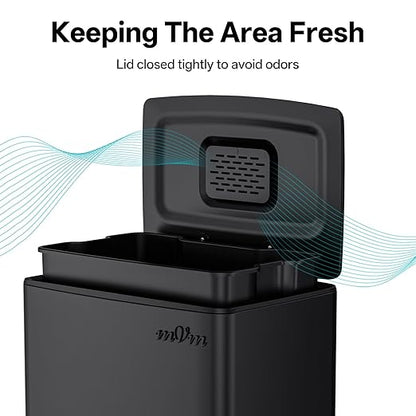 mVm 10.6 Gallon Heavy Duty Step Trash Can with Lid, Foldable Foot Pedal Bin for Kitchen Office Dormitory Home Rooms (Black)