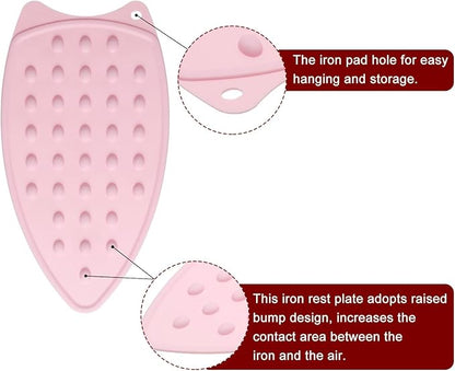 HARFINGTON 2pcs Silicone Iron Rest Pad, Multipurpose Iron Hot Resistant Mat Iron Rest Plate for Ironing Board Hot Heat Resistant Steam Compact Mat, Pale Pink
