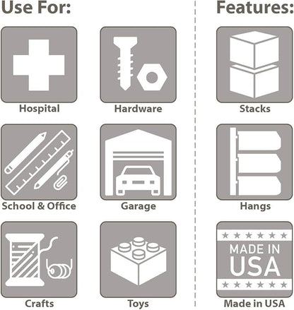 Akro-Mils 30260 AkroBins Plastic Storage Bins, Space-Saving Stackable Bins for Garage, Pantry, Craft Organization, 18" x 11" x 10", Black, 6-Pack