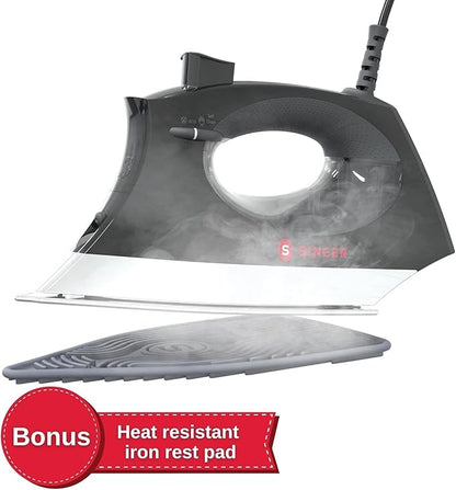 SINGER SteamCraft Plus 2.0 Steam Iron (1800W) | Steamer with Stainless Steel Plate, OnPoint Precision Tip, Vertical Steam, Auto Shutoff & 300ml Tank Capacity - Black