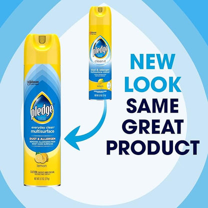 Pledge Dust & Allergen Multisurface Cleaner, Aerosol Spray, Lemon Scent, 9.7oz