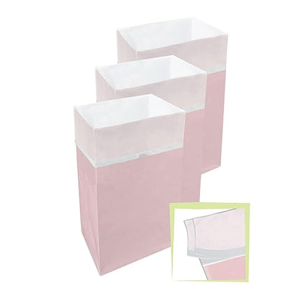 30 Gallon Disposable Pop-Up Trash Cans (3-Pack, Multi-Liner) with Fitted Bags – Foldable Garbage & Recycling Bins for Parties, Events & Kitchen (Pink 30" H x 14" W x 17" D)