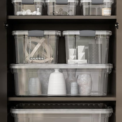 Superio Clear Storage Boxes with Lids, 20 Quart Plastic Container Bins for Organizing, Stackable Crates, BPA Free, Non Toxic, Odor Free, Organizers for Home, Office, School, and Dorm