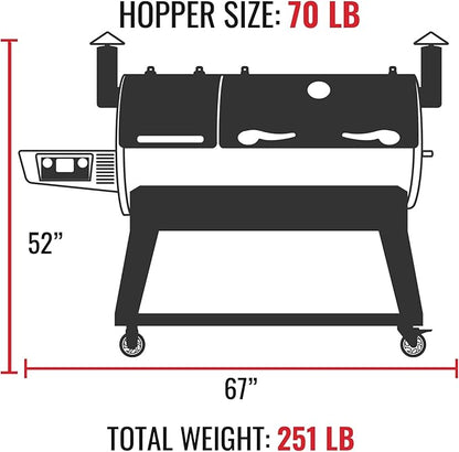 recteq DualFire 1200 Wood Pellet Smoker Grill, Wi-Fi Electric Pellet Grills, Dual Chambers for Hot and Fast + Low and Slow Cooking, DualFire 1200 + Grilling Essentials Bundle