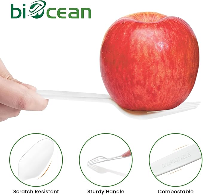 Extra Heavyduty Compostable Forks [200 Count,7In] Disposable Cutlery No Plastic Forks Large Biodegradable Utensils Eco Friendly Silverware Serving Flatware for Party,Daily Use,BBQ,Picnic
