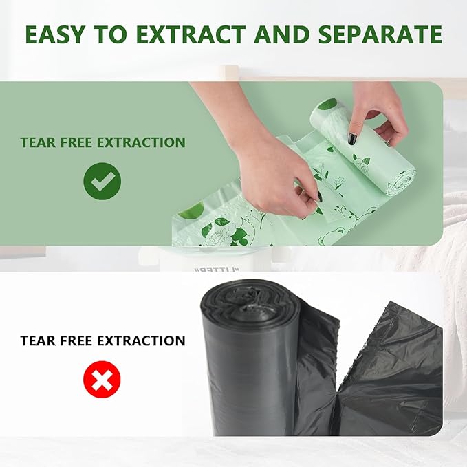 VOK 8 Gallon Trash Bags Drawstring, Medium Trash Bags for Office, Kitchen, Bedroom Trash Cans, Colored Portable Sturdy Garbage Bags 8 Gallon with Camellia Flower Scent, 60 Counts