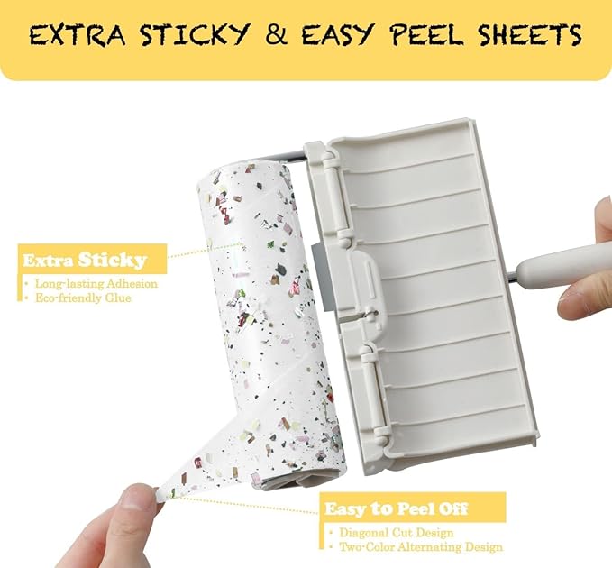 Large Surface Lint Roller Extra Sticky Refills, Total 240 Easy Tear Sheets, Insert Tube Measures 1.5" and Fits Most Supersize 6.3'' Wider Lint Roller, Works Great On Pet Hair(Pack of 4)