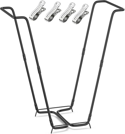 Outdoor Trash Bag Holder Metal Garden Trash Bag Holder for Yard Waste Stand Holds 30-45 Gallons Leaf Bag Holder with 4 Clips for Leaves Camping Lawn Party Weeding Yard Gardening（1pcs+4clips）
