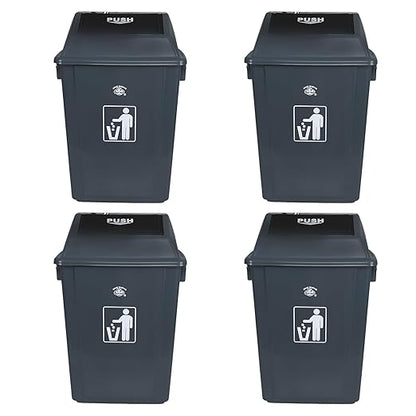 4-Pack 13 Gallon Plastic Trash Cans with Lids, Large Grey Garbage Waste Bin