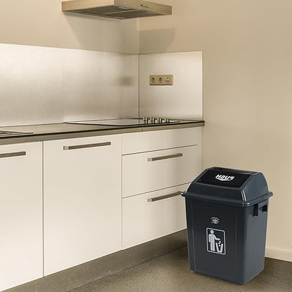 4-Pack 8 Gallon Kitchen Trash Can with Swing Lid, Plastic Kitchen Garbage Can, Gray
