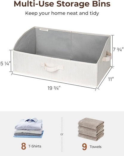 StorageWorks Closet Storage Bins, Trapezoid Organizer Box for Shelves, Fabric Clothes Bin, Foldable Organizing Baskets with Handles, Large, Mixing of Beige, White & Ivory, 3-Pack