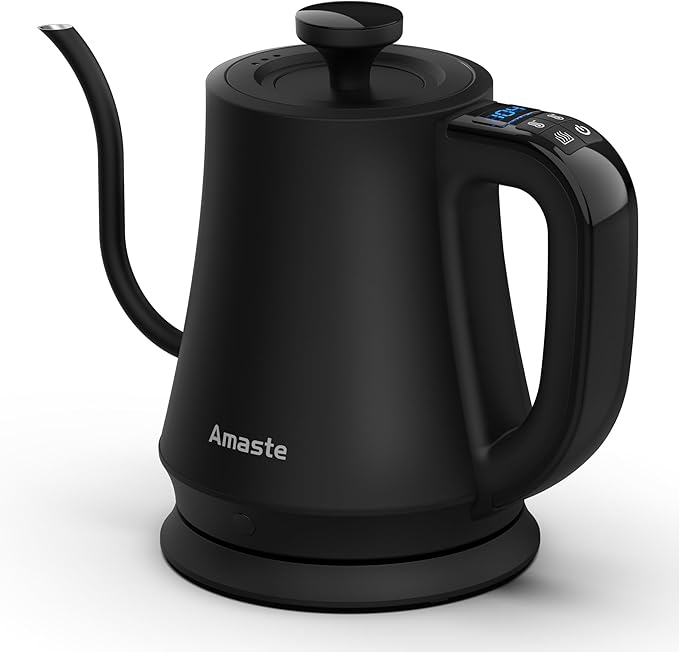 Amaste Gooseneck Electric Kettle, Electric Tea Kettle With Temperature Control, 34oz Pour Over Electric Kettle for Coffee & Tea, 304 Stainless Steel Inner, Auto Shut-Off & Keep Warm, Matte Black
