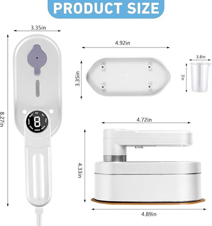 Travel Steamer for Clothes Portable Mini, 8 Steam & Iron Modes Iron Steamer, 2 in 1 Portable Steamer Support Dry&Wet Ironing, 15S Heating, 180° Rotatable Travel Steam Iron