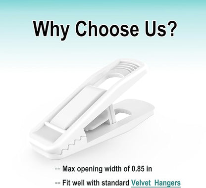 Hanger Clips for Velvet Hangers (White, 40 PCS), Non-Slip Plastic Clips Pant Skirt Hanger Clips for Flocking Hangers