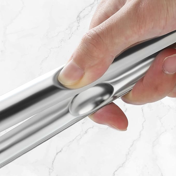 Pleafind 11.4 Inch Pasta Tong, Pasta Tongs with Fluted Handles, Stainless Steel Pasta Tongs, Comfortable and Easy to Grip, Kitchen Pasta Clip,Spaghetti clips for pasta cooking & grilling & baking