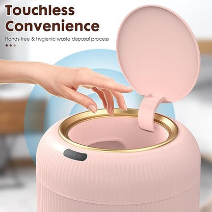 Procade Automatic Motion Sensor Bathroom Trash Can with Lid, 3 Gallon Touchless Trash Bin, Smart Plastic Garbage Can, Mini Pink Wastebasket for Toilet, Office, rv, Bedroom, Living Room