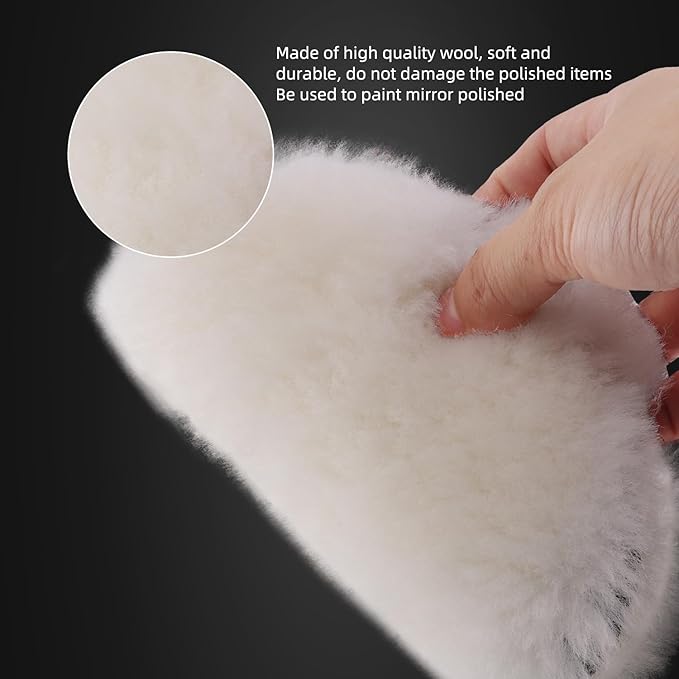 Wool Polishing Buffing Pad, SPTA 6 Pcs 6 Inch 150mm Polishing Buffing Wheel for Drill Buffer Attachment with 5/8"-11 Drill Adapter Compound Cutting & Polishing for Car Polisher