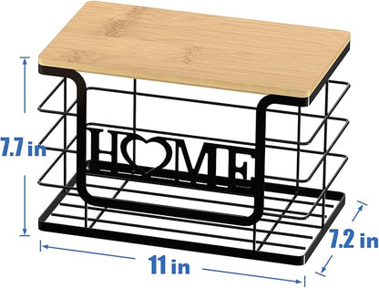 Trash Bag Holder, Thipoten Trash Bags Dispenser with Bamboo Top, Suitable for Garbage Bags Purchased Online or Supermarket, Perfect Storage Organizers for Cabinet, Under Sink (Black, Extra Large)