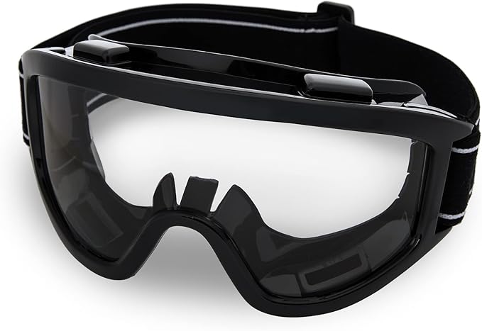 DEX FIT Protective Safety Goggles SG220B; Anti Fog & Scratch, Z87 Eye Protection for Lab, Science, and Chemistry Work, Indirectly Vented, Adjustable for Women and Men, (Black Frame, Clear Lens)