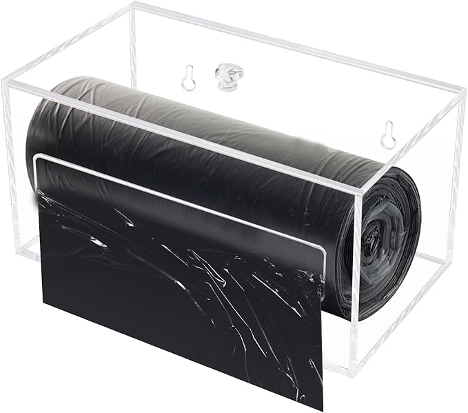 Trash Bag Organizer Dispenser, Acrylic Garbage Bag Holder Dispenser, Trash Bag Roll Dispenser for Wall Mount