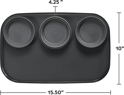 madesmart dipware 3 Bowl Serving Tray, Collapsible & Removable Dip Bowls for Charcuterie, Guacomole, Snacks, Veggies, Premium Dishwasher & Microwave Safe, Multipurpose Plate & Bowl, Purple