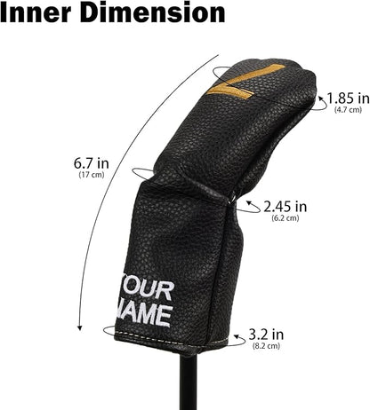 10pcs /Set Black Hybrid Iron Head Covers Protector with Large Gold No.