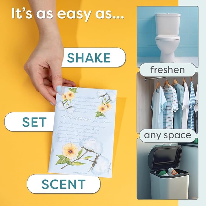 WILLOWBROOK | Fresh Scents Scented Sachet Packet | White Cotton | Air Freshener Bags for Drawers, Closets, Cars | 6 Pack | Long Lasting Home Fragrance