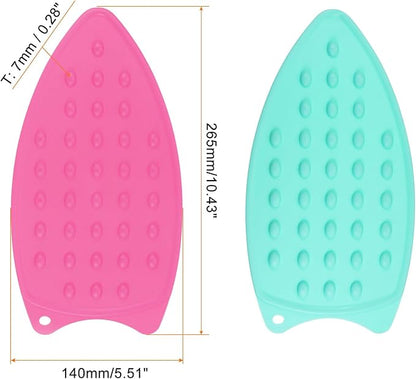 HARFINGTON 2pcs Silicone Iron Rest Pad, Multipurpose Iron Hot Resistant Mat Iron Rest Plate for Ironing Board Hot Heat Resistant Steam Compact Mat, Fuchsia/Turquoise