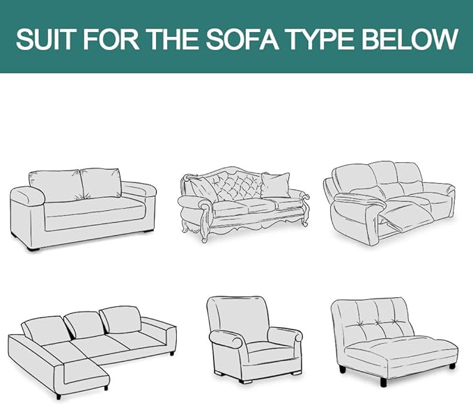 MYSKY HOME White Geometrical Sofa Covers, Couch Cover for 2 Cushion Couch, Sectional Couch Cover Living Room Sofa Throws Sofa Slipcovers for Pets, & Kids (X-Large, 71" x 118", White)
