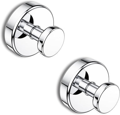 Suction Cup Hooks for Shower, Removable Towel Hooks for Bathroom Window Glass Door Wall, Bath Robe Looafh Hook for Hanging - 2 Pack, Chrome