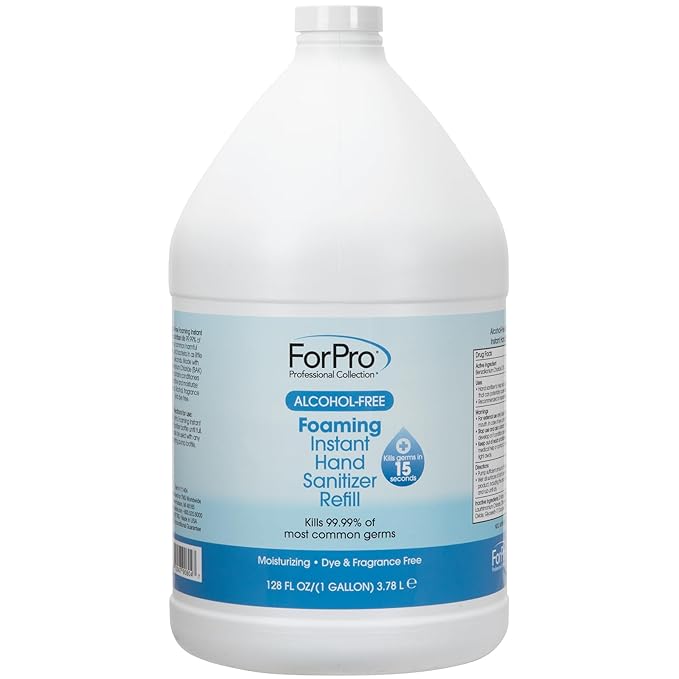 ForPro Professional Collection Alcohol-Free Foaming Instant Hand Sanitizer, Moisturizing, Dye and Fragrance Free Sanitizer, 1 Gallon Refill