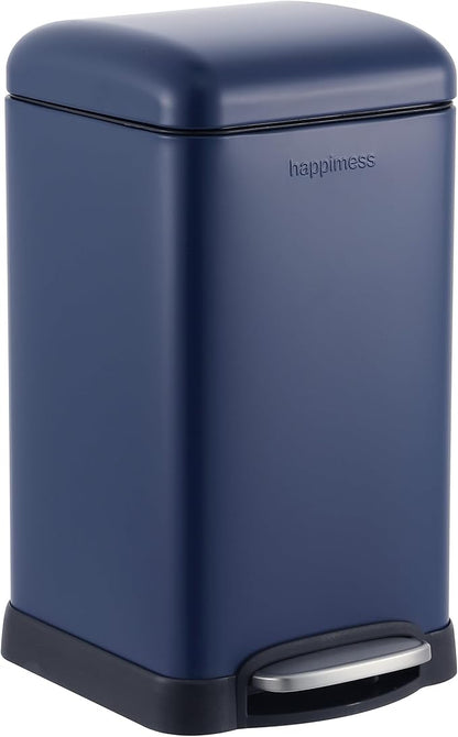 happimess HPM1012F Betty Retro Mini 3.2-Gallon Step-Open Trash Can, Fingerprint Resistant, Modern, Minimalistic for Home, Kitchen, Laundry Room, Office, Bedroom, Bathroom, Denim Blue