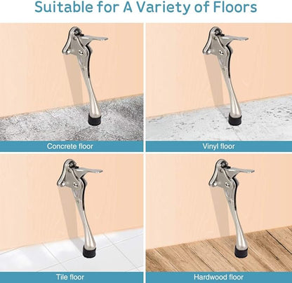 Door Stopper, One-Touch semi-Automatic Metal Door Stopper, with Non-Slip Rubber Tip for Wood, Concrete, Tiled, and Carpeted Floors (6inch x 15pack, Black)