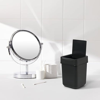 carrotez Mini Trash Can, Coffee Bar, Vanity, Desk, Countertop, 2 Liter/ 0.5 Gallon, Mini Wastebasket, Garbage Container Bin - Black