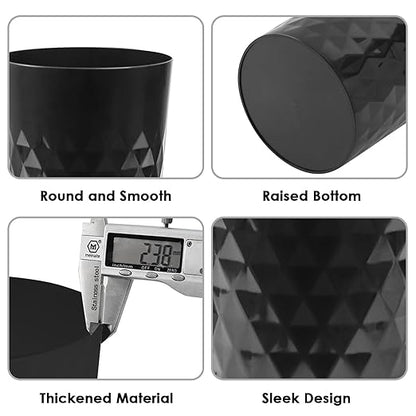 YGJT Small Trash Can, 3 Pack 1.8 Gallons Bathroom Trash Can, Slim Waste Basket, Round Garbage Can, Plastic Trash Bin for Kitchen, Dorm, Bedroom, Office, Living Room, Study, Compact Spaces