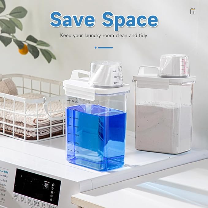 Tokokimo Laundry Detergent Dispenser - Powder Container & Scent Booster Beads Dispenser for Laundry Room Organization