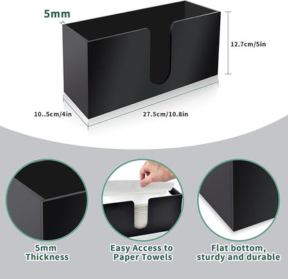 2Pack Paper Towel Holder Countertop, Black Acrylic Napkin Dispenser, Multifold Paper Towel Dispenser for Z-fold C-fold MultiFold Trifold-Bathroom Toilet Kitchen Restaurant