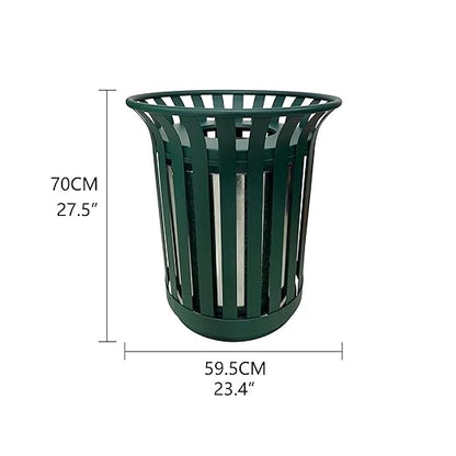 Outdoor Metal Slatted Trash Receptacle,Waste Receptacle，Commercial Trash Cans,Zone Round Garbage Bin,Square Hotel Street Patio Indoor Metal Stan (Large - Green)