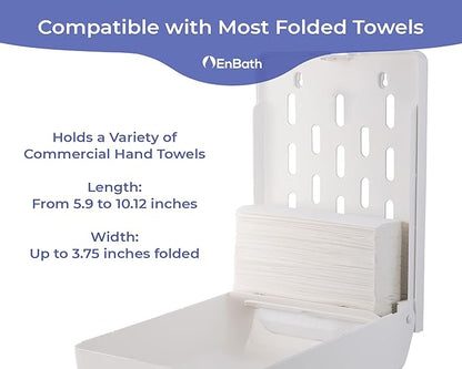 Commercial Paper Towel Dispenser Wall Mount, Holds 500 Multifold, Trifold, Z Fold, C Fold Hand Towels for Bathroom/Restroom, Office, Shop, or Home (White)