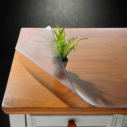 NECAUX Custom 23.6 x 55.2 Inch Frosted Table Cover Protector, 1.5mm Thick Plastic Water Resistent Heavy Duty Desk Mat Non-Slip Tablecloth Protector for Coffee Table, Sofa Table, Media Stand