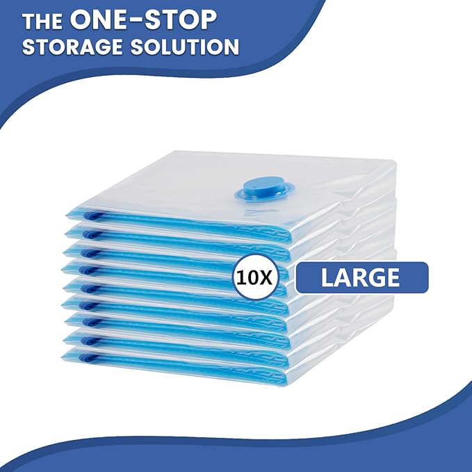 Vacuum Storage Bags, 10 Large Space Saver Bags Compression for Comforters, Bedding and Blankets, Vacuum Sealed Bags Clothes Storage Travel Essentials