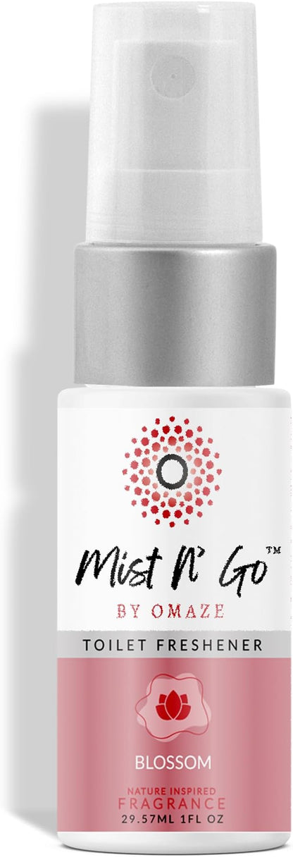 Mist N’ Go by Omaze Travel Bathroom Spray for Toilet Spray Odor Eliminator - Travel Toilet Spray for Bathroom Air Freshener Spray for Bathroom Deodorizer - Blossom Travel Size (1oz x1)