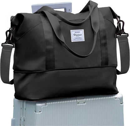 Travel Duffel Bag, Sports Tote Gym Bag, Shoulder Weekender Overnight Bag for Women