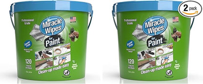 MiracleWipes for Paint Prep & Cleanup, Remove Tough Grime Build-Up, Wet Paint, Caulking, Epoxy, Colorant, and more from Hands, Surfaces, & Tools - 120 Count (Pack of 2)