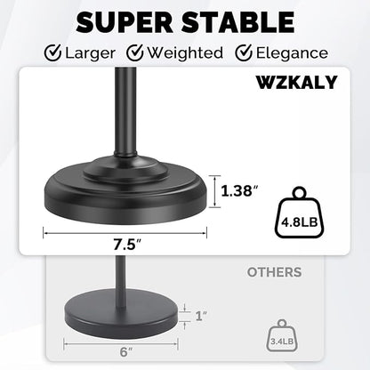 Black Toilet Paper Holder Stand, Matte Black Toilet Paper Holder Free Standing, Post Pivoting Design & Stable Weighted Base SUS304 Stainless Steel for Bathroom(Mega Roll)